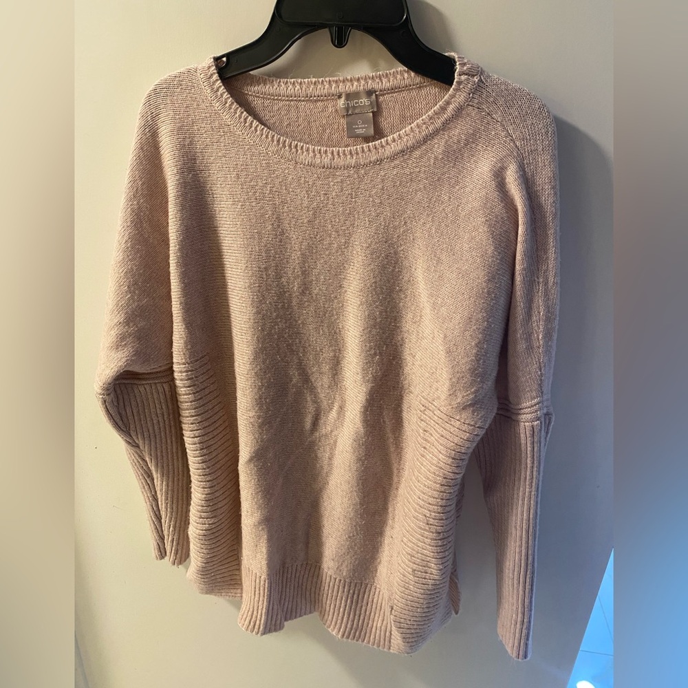 Chico's Elegant Blush Crew Neck Sweater